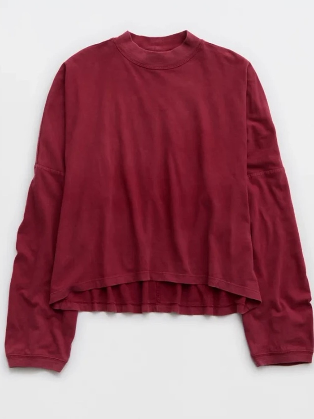 Aerie Maroon mock neck Long Sleeve Boxy Top